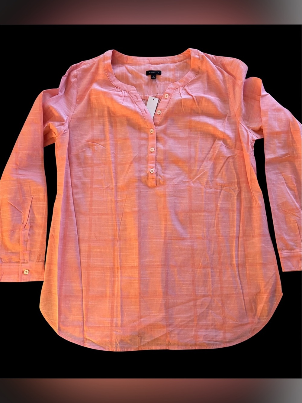NWT Talbots Peach-Pink Henley Tunic Top
